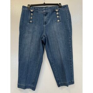 Talbots Sailor Jeans Wide Leg Stretch Crop Length Size 18W Petite